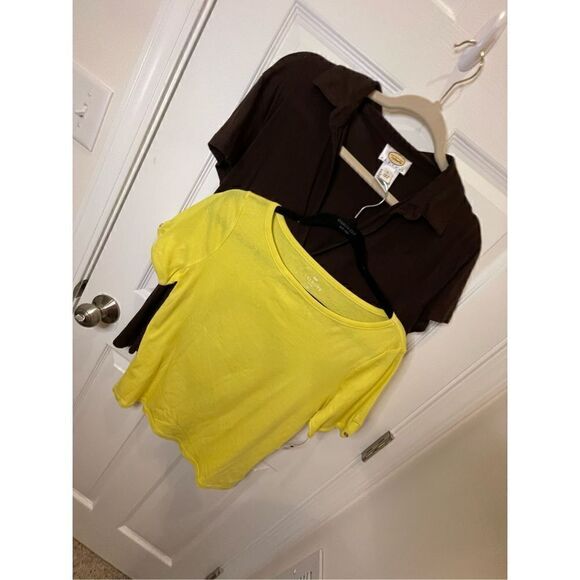Talbots women’s bundle lot large petite blouse yellow brown - Picture 1 of 15